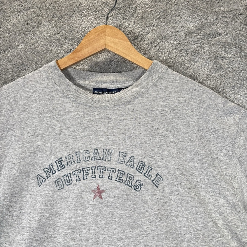 Vintage American Eagle T Shirt Mens Large Gray Cotton‎ Graphic Short Sleeve Y2K